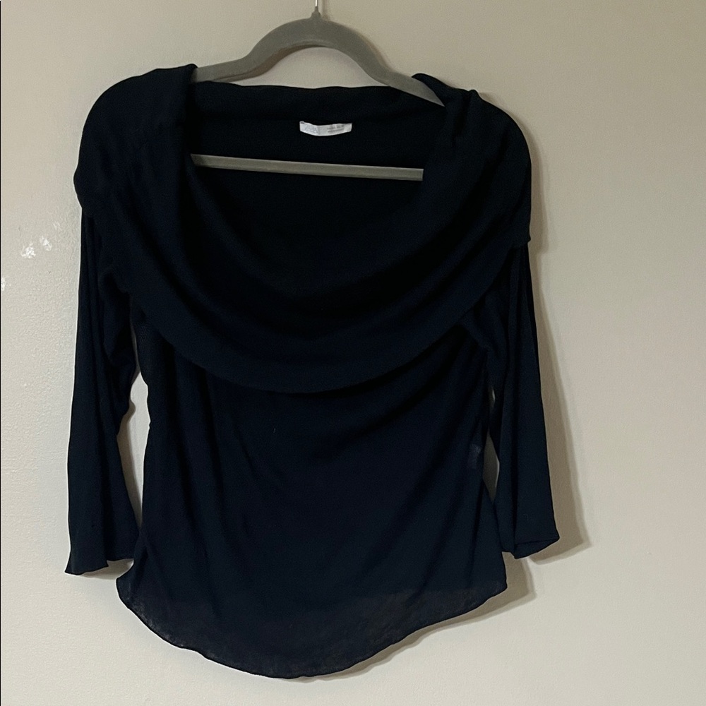 Zara Sophisticated Black Drape Neck Blouse